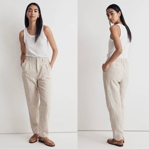 Madewell Beige Striped Pants Linen